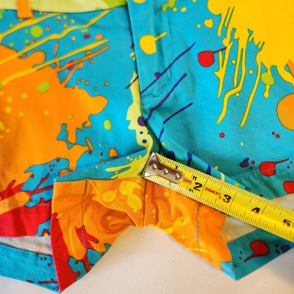 Loudmouth Womens Short Shorts Sz 0 Drop Cloth Paint Splatters Golf Golfing - Picture 9 of 10